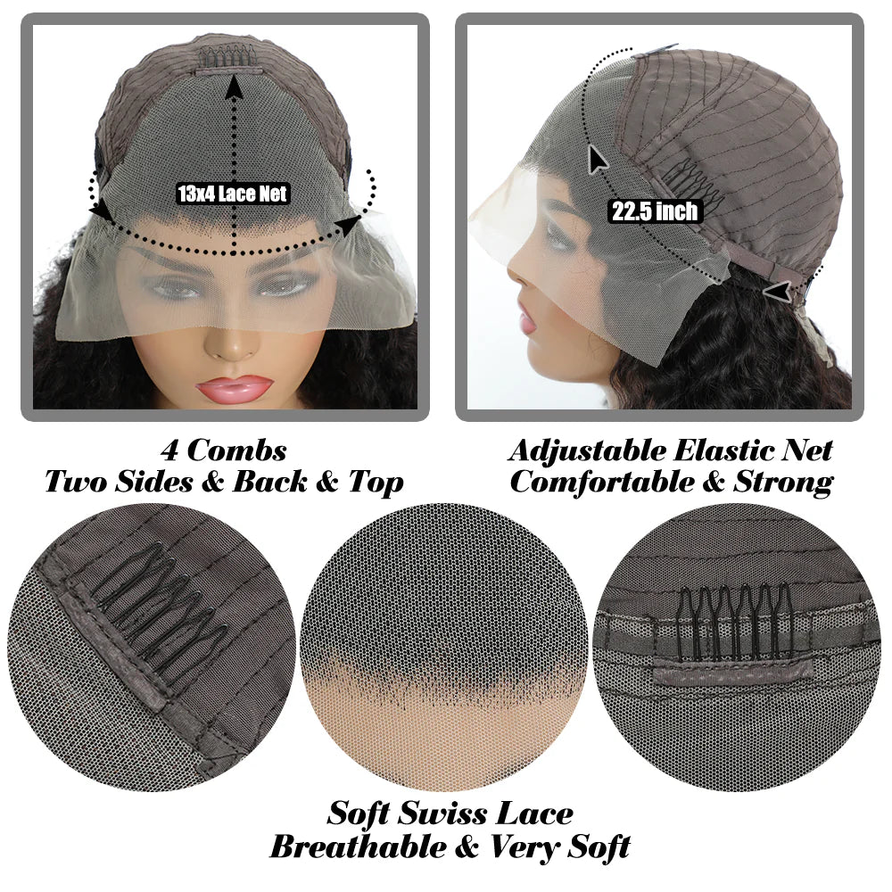 DBO MALL Straight Human Hair Wig with 13x4 Lace Frontal.