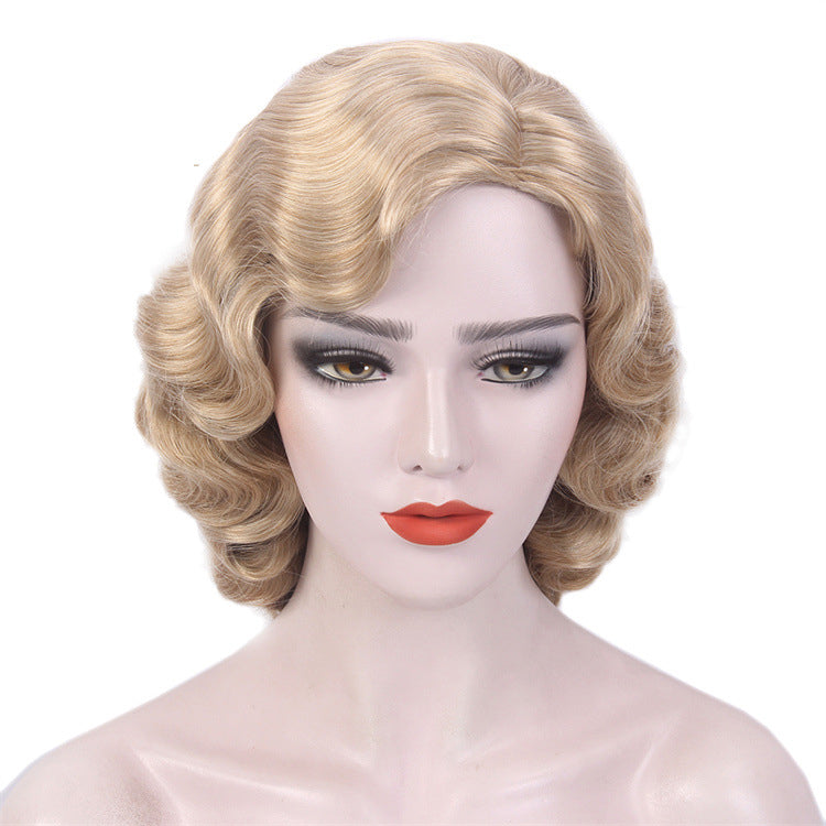 DBO MALL Finger Wave Wig 1920s Retro Mid Length Long Curly Synthetic Hair for Women