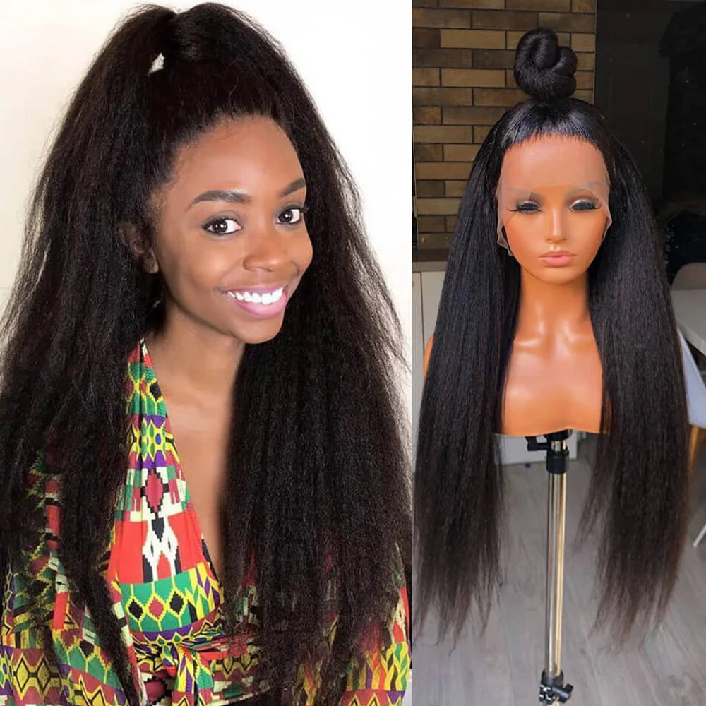 DBO MALL Kinky Straight Frontal Hair Wig