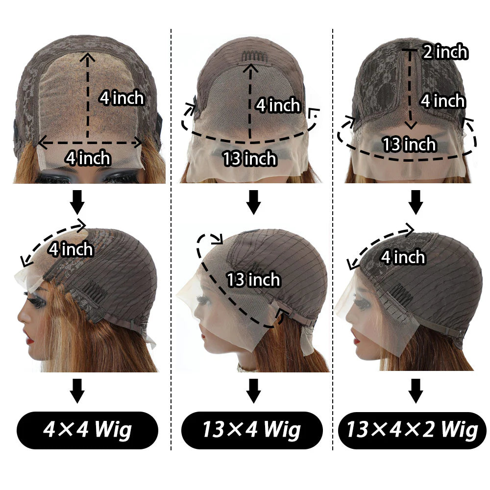 DBO MALL Highlight Wig Body Wave Human Hair Wig with 13x4 Lace Frontal