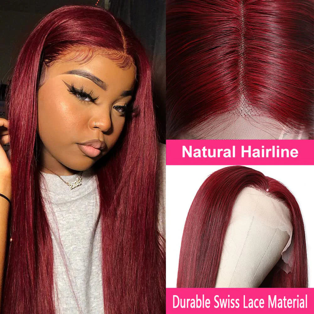 DBO MALL 99J Straight Hair Wig with 13x4 Lace Frontal