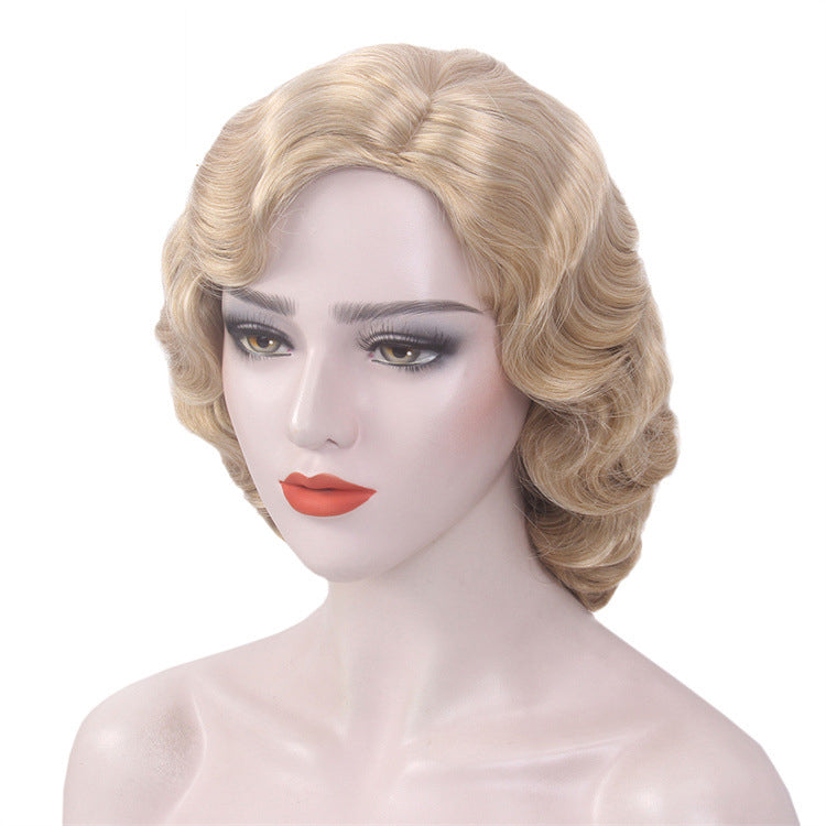 DBO MALL Finger Wave Wig 1920s Retro Mid Length Long Curly Synthetic Hair for Women