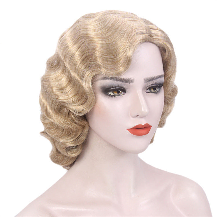 DBO MALL Finger Wave Wig 1920s Retro Mid Length Long Curly Synthetic Hair for Women