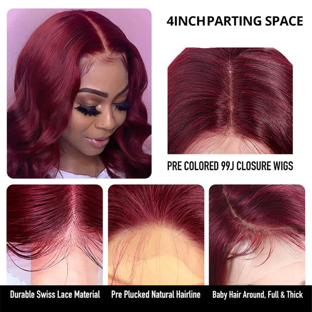 DBO MALL 99J Farbige Lace Front Body Wave Perücke 13X4 Lace Front Perücke