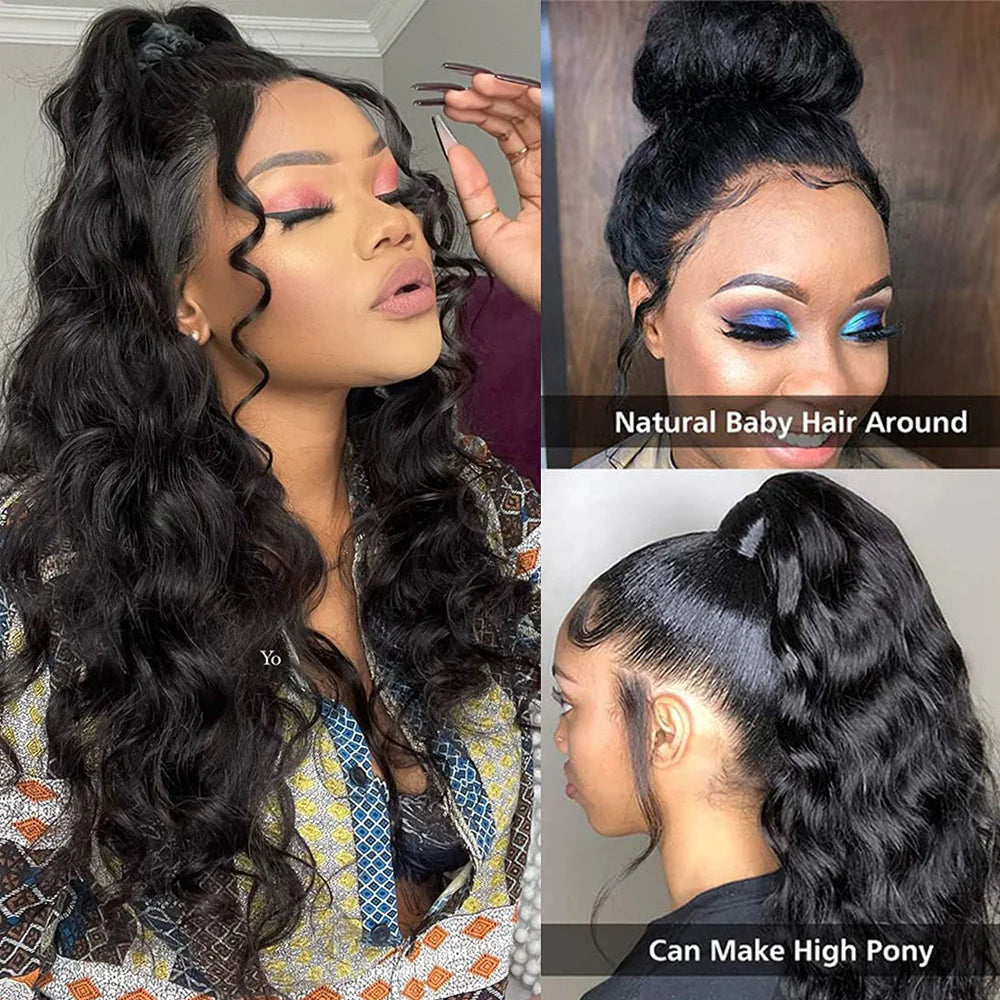 DBO MALL Human Hair Body Wave Frontal Wig