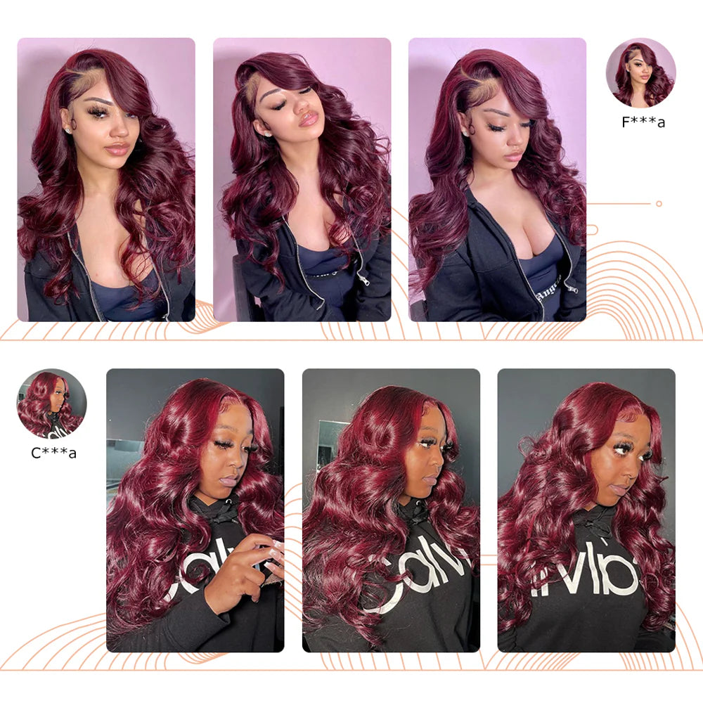 DBO MALL 99J Body Wave Hair Wig 4x4 Lace Closure