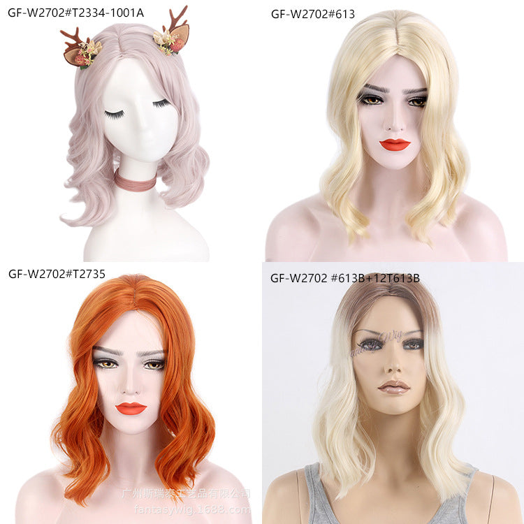 DBO MALL GF-W2702#T2334-1001A Lange, gelockte Puppenperücke, simulierte Kopfhaut, weiche Seide, Mittelscheitel, Kunsthaar, lange Klammer, Puppenperücke