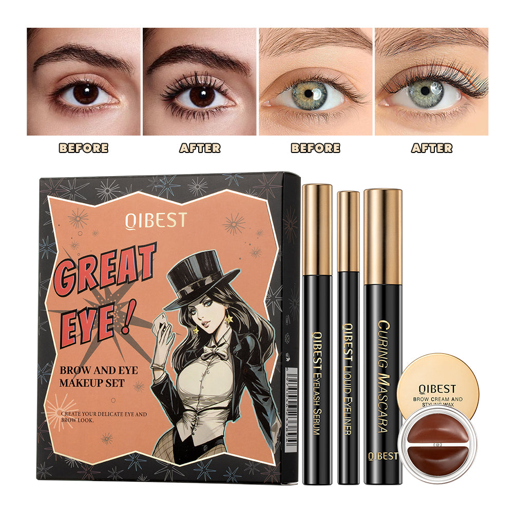 DBO MALL Q2401 4Pcs Mascara+Lash Serum+Liquid Eyeliner