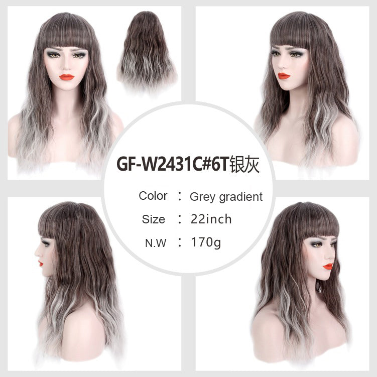 DBO MALL GF-W2431C#6T Women's Wig Three Colours Gradient Long Curly Hair Large Wavy