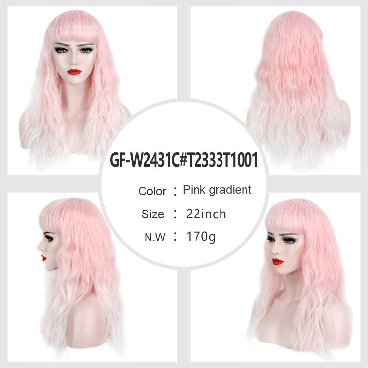 DBO MALL GF-W2431C#T2333T1001 Long Wavy Wig for Women 22 Inch Middle Part Curly Wavy Wig