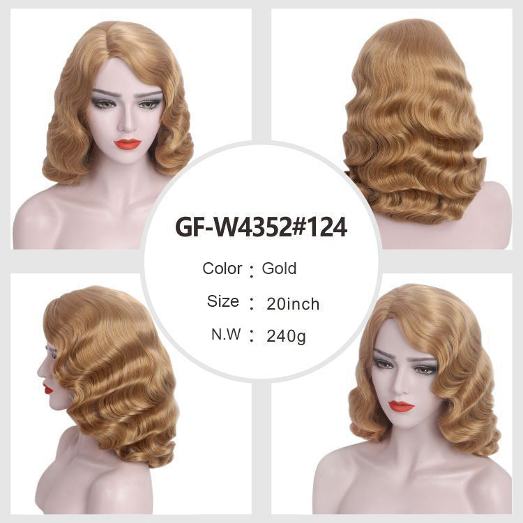 DBO MALL GF-W4352#124 Blonde 1920s Wig for Women Gatsby Middle Long Finger Wave Wig Side Part Synthetic Full Vintage Wigs for Womens Lady Cosplay 1920 Flapper Wig