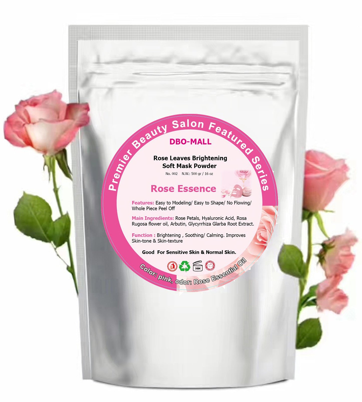 Sanftes Maskenpulver mit Rosenblütenblättern