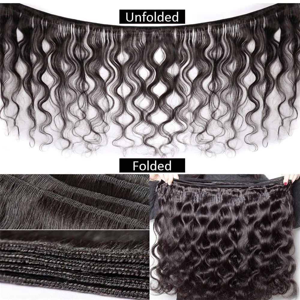 DBO MALL Virgin Body Wave Hair 3 Bündel mit 4x4 Spitzenverschluss
