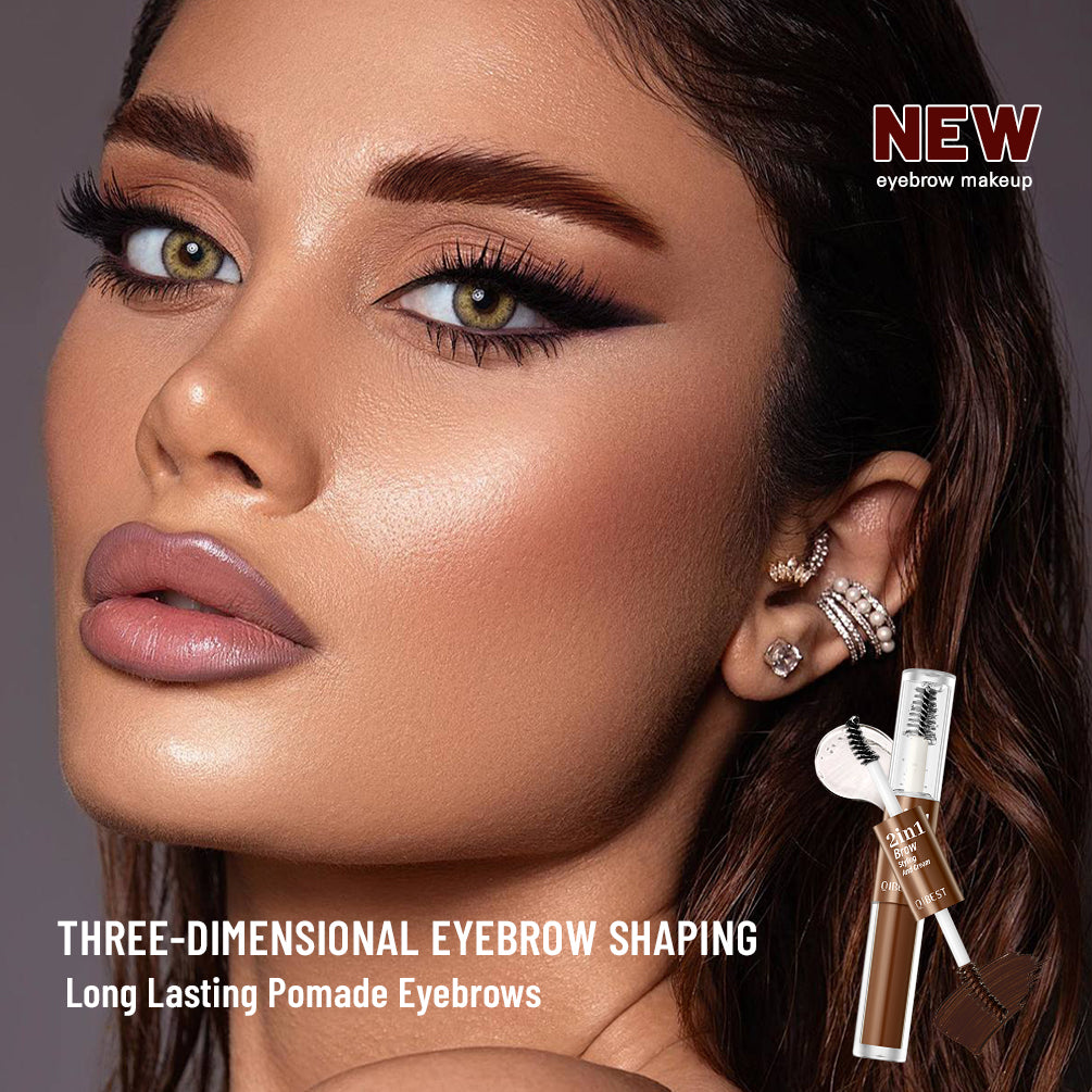 DBO MALL Q2413 2 in 1 2 in 1  Brow Styling & Cream 2-in-1 Waterproof Eyebrow Pen