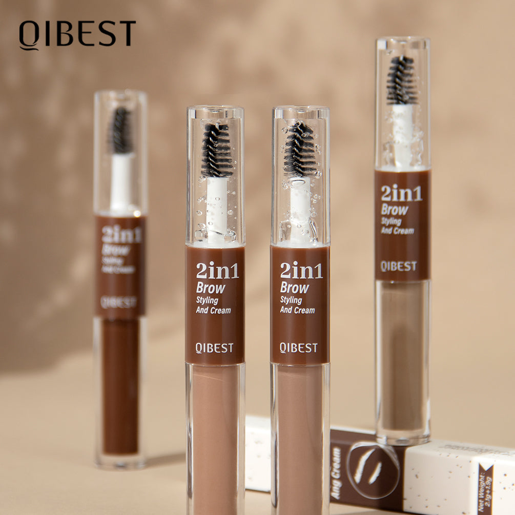 DBO MALL Q2413 2 in 1 2 in 1  Brow Styling & Cream 2-in-1 Waterproof Eyebrow Pen