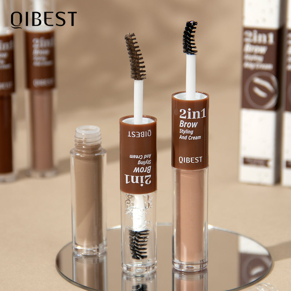 DBO MALL Q2413 2 in 1 2 in 1  Brow Styling & Cream 2-in-1 Waterproof Eyebrow Pen