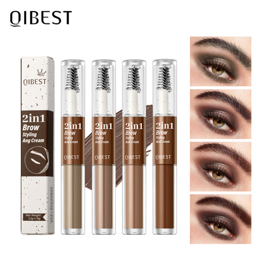 DBO MALL Q2413 2 in 1 2 in 1  Brow Styling & Cream 2-in-1 Waterproof Eyebrow Pen