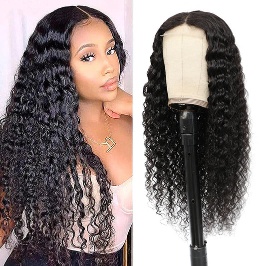 DBO MALL Lockige Perücke 4x4 Lace Closure Perücke