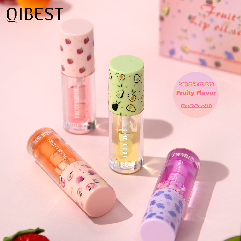 DBO MALL Q2424 4 colors Fruit Flavored  Lip Gloss oil Set