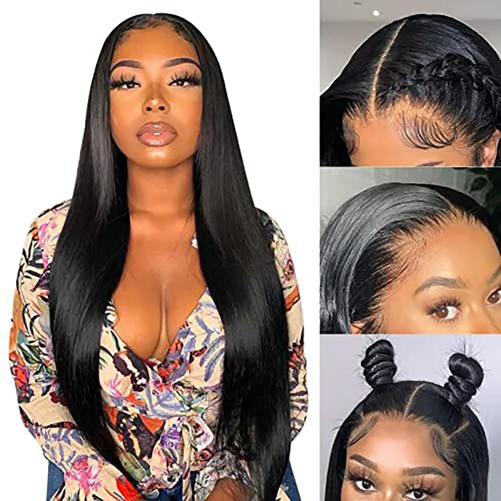 DBO MALL Straight Human Hair Wig with 13x4 Lace Frontal.