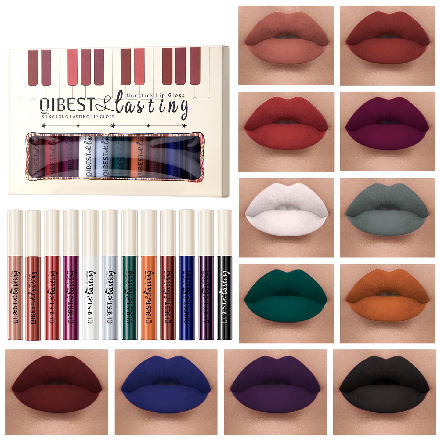DBO MALL Q2236 12Pcs Velvet Matte Liquid Lipstick Makeup Sets