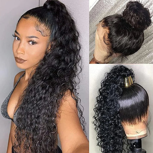 DBO MALL 360 Lace Frontal Perücke, lockige Frontalperücke