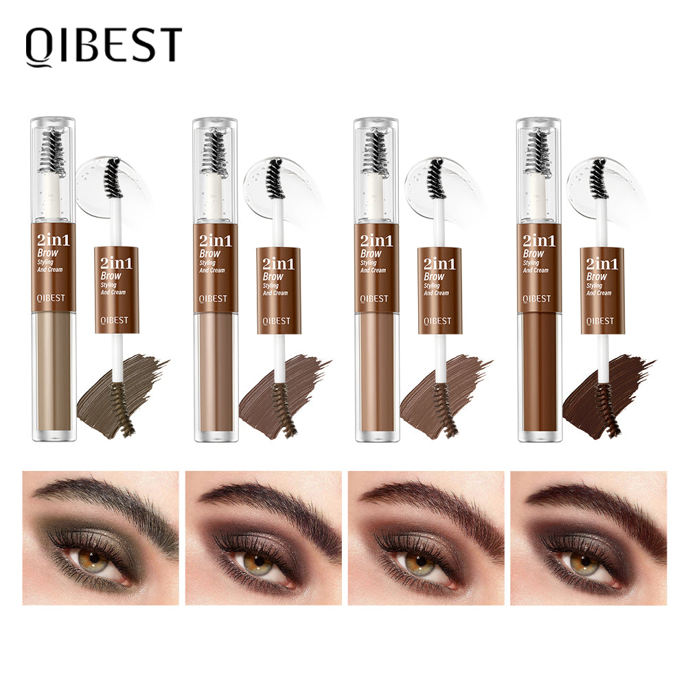 DBO MALL Q2413 2 in 1 2 in 1  Brow Styling & Cream 2-in-1 Waterproof Eyebrow Pen