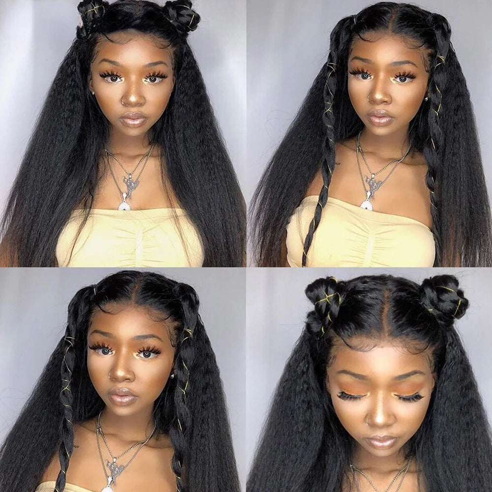 DBO MALL Kinky Straight Frontal Hair Wig