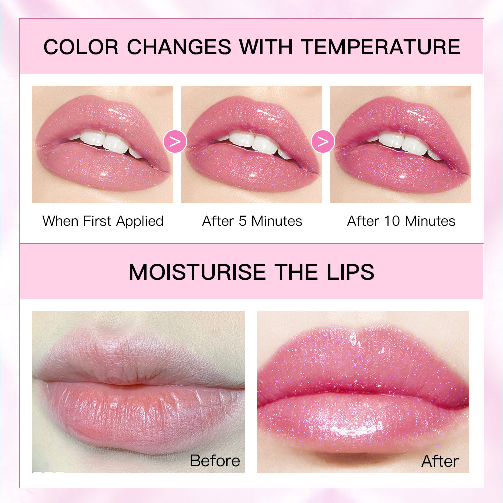DBO MALL Q2398 3pcs Color Changing Lipstick and Glitter Confetti Balm