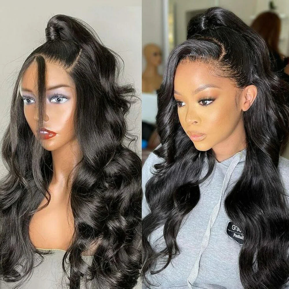 DBO MALL Human Hair Body Wave Frontal Wig
