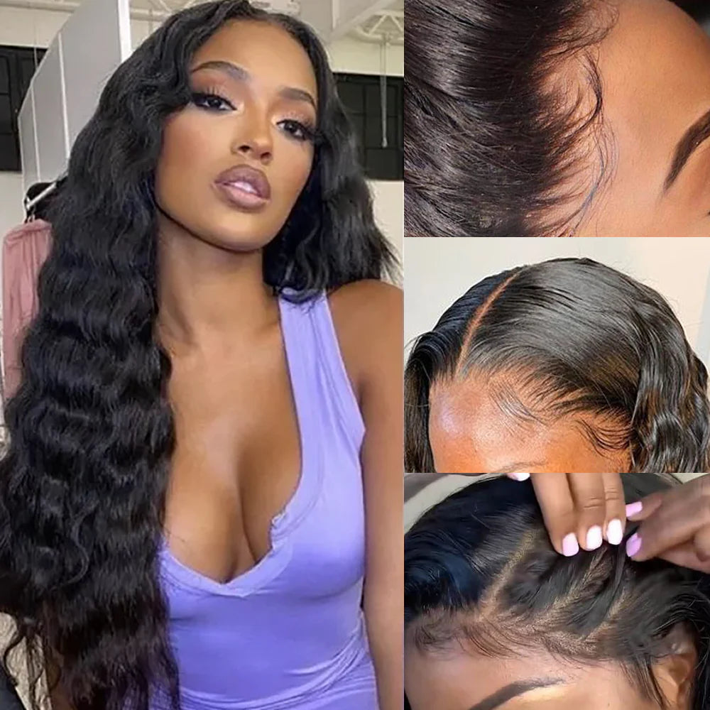 DBO MALL Loose Wave Human Hair Wig with 4x4 Lace Closure