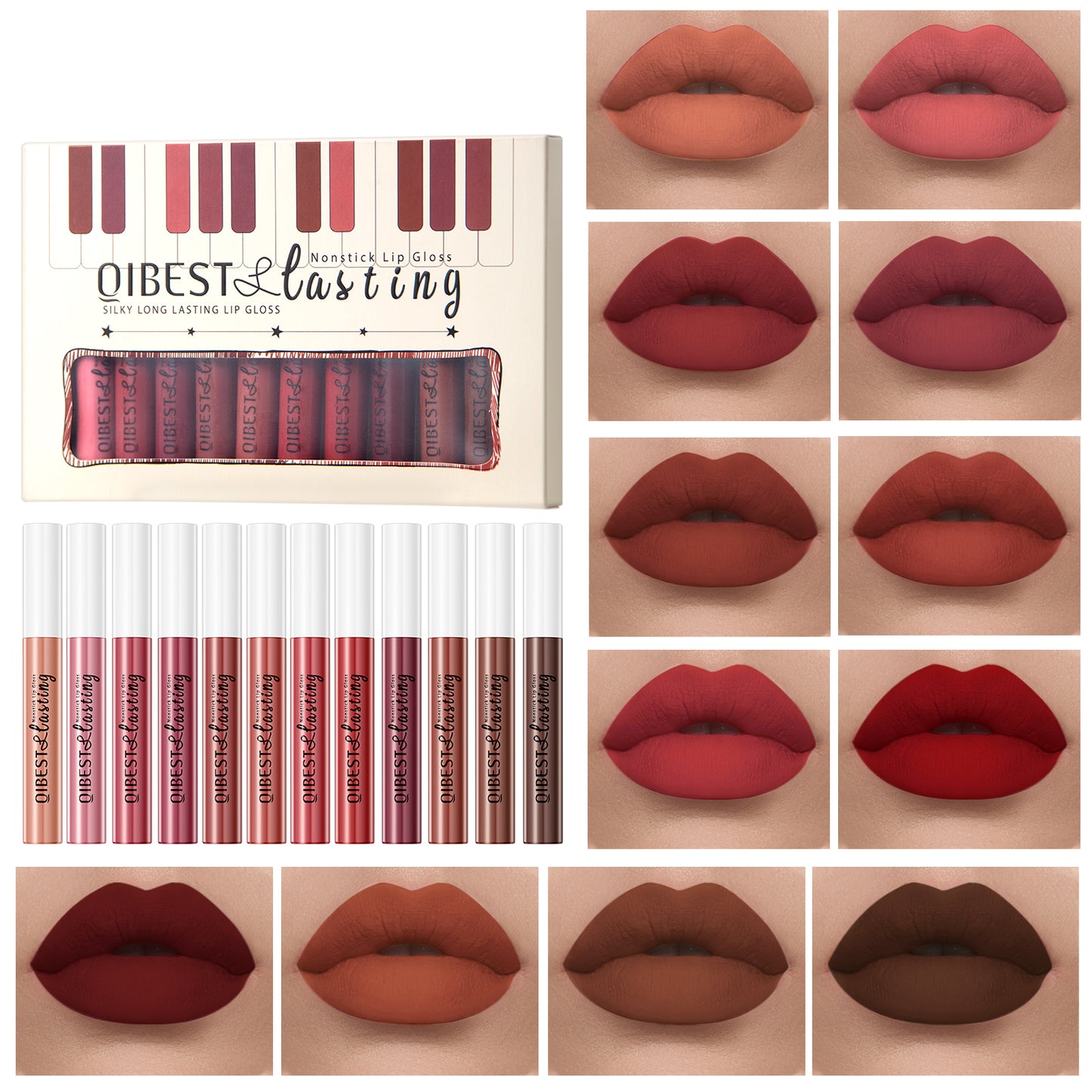 DBO MALL Q2236 12Pcs Velvet Matte Liquid Lipstick Makeup Sets