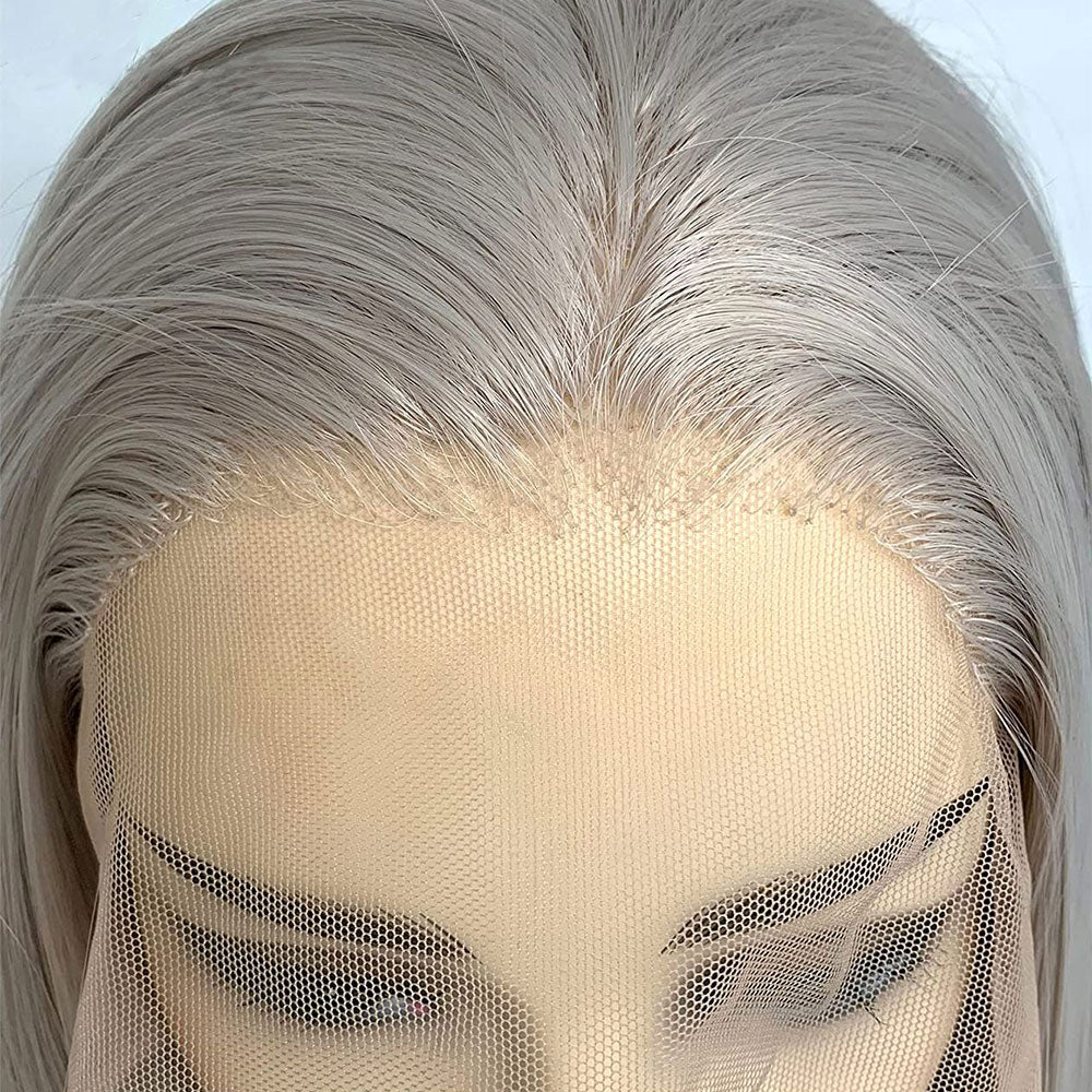 DBO MALL Grau Farbe 13x4 Lace Front Perücke Gerade Perücke Echthaar Perücke