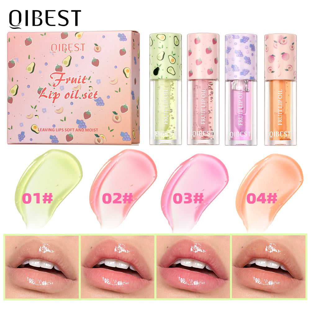 DBO MALL Q2424 4 colors Fruit Flavored  Lip Gloss oil Set