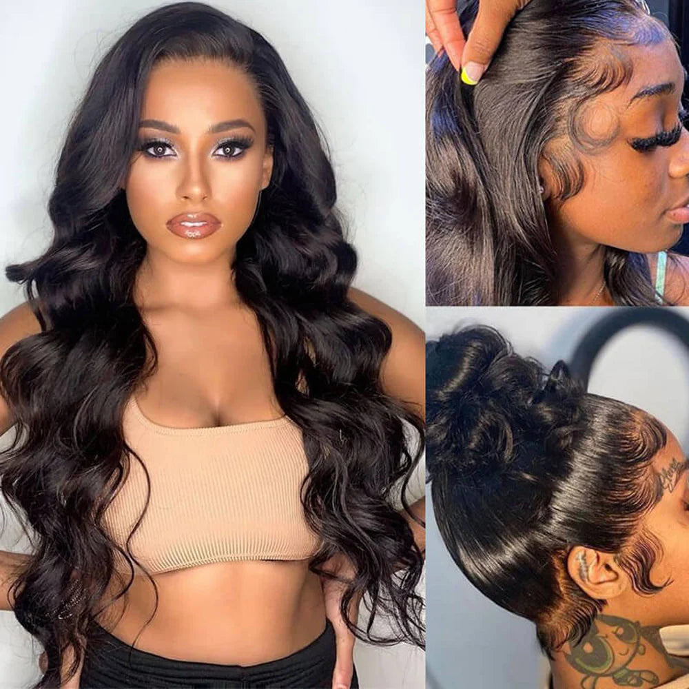 DBO MALL Human Hair Body Wave Frontal Wig