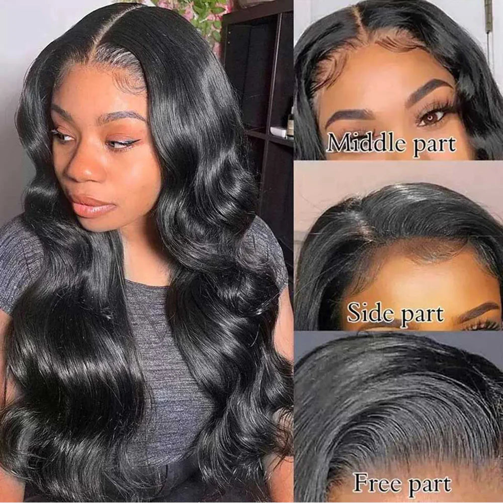 DBO MALL Body Wave Human Hair Wig with13x4 Lace Frontal