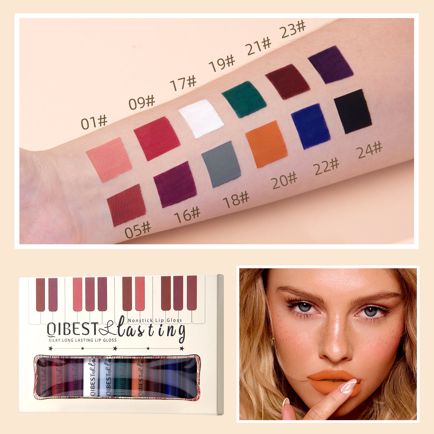 DBO MALL Q2236 12Pcs Velvet Matte Liquid Lipstick Makeup Sets