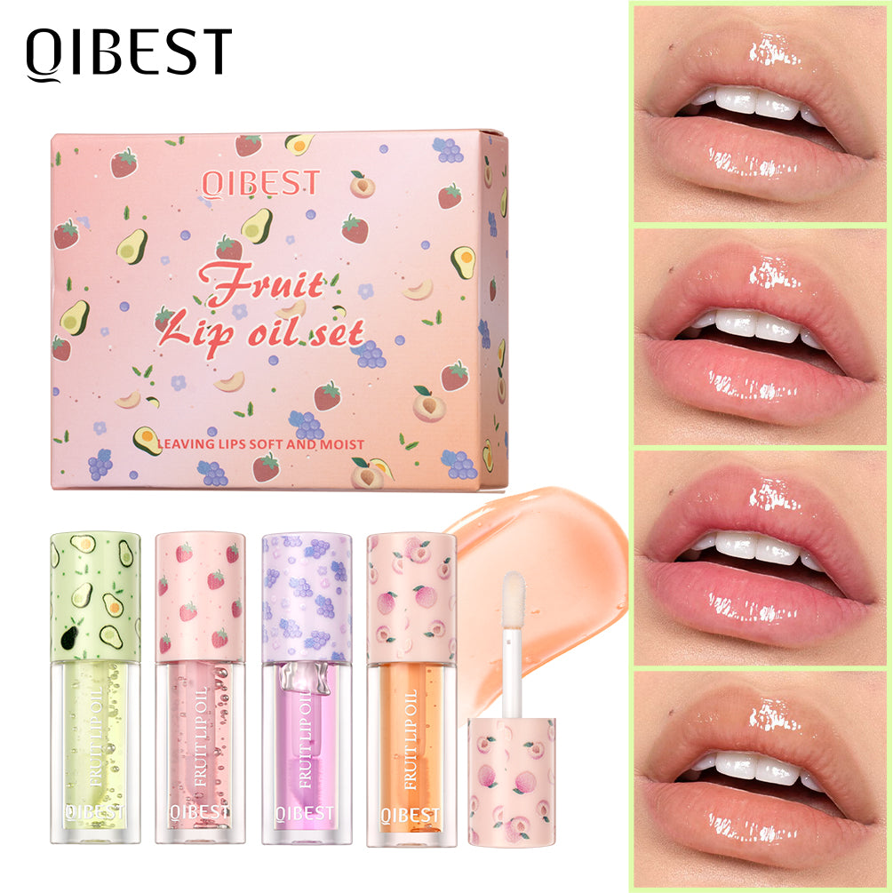 DBO MALL Q2424 4 colors Fruit Flavored  Lip Gloss oil Set