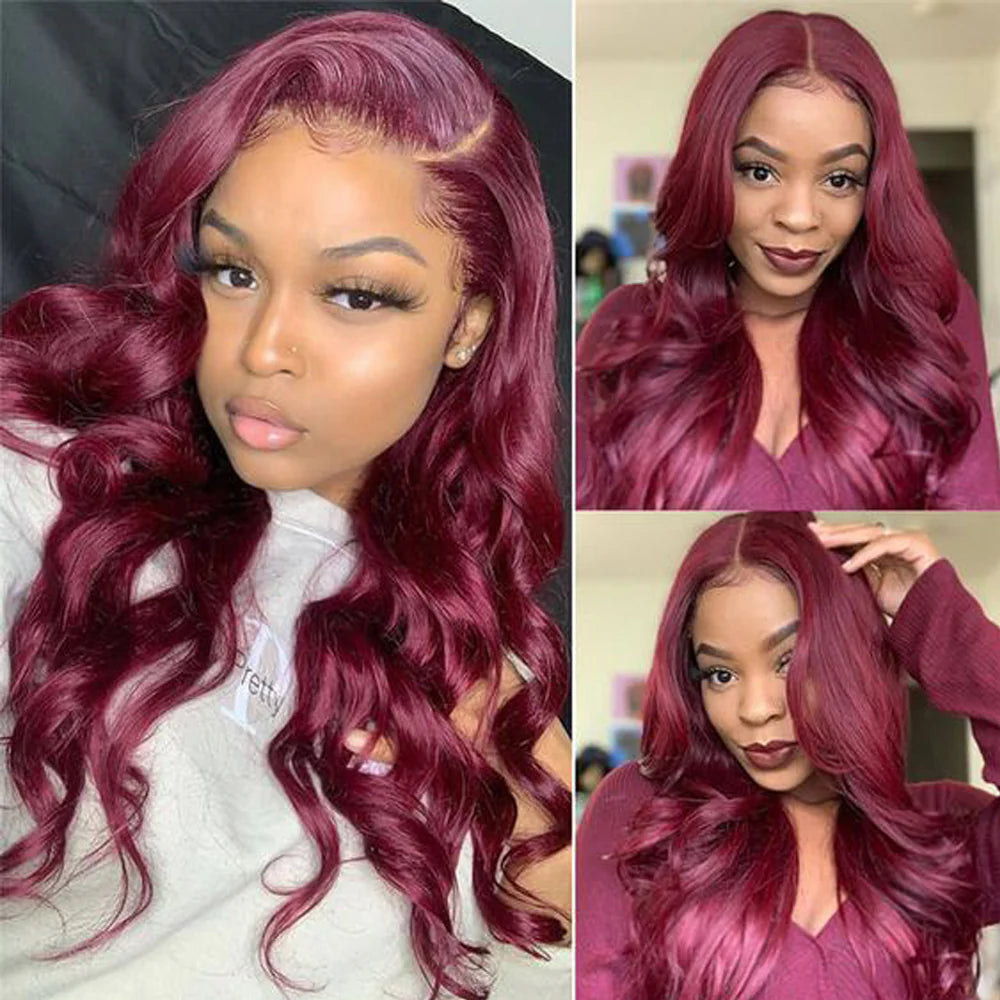 DBO MALL 99J Farbige Lace Front Body Wave Perücke 13X4 Lace Front Perücke