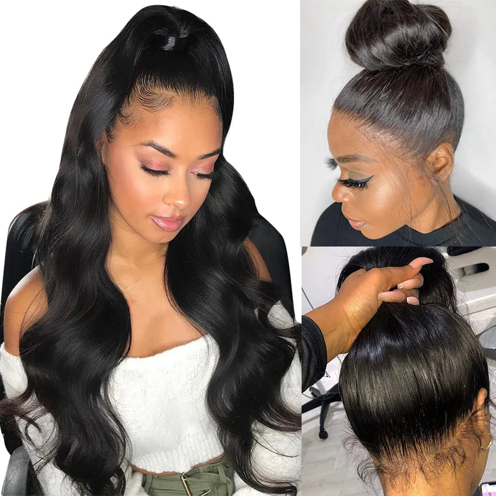 DBO MALL Human Hair Body Wave Frontal Wig