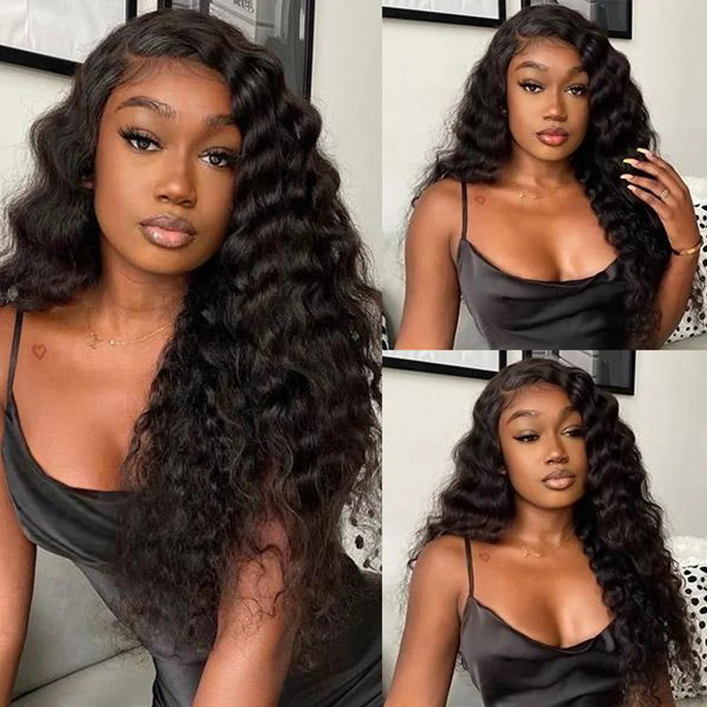 DBO MALL Loose Wave Human Hair Wig with 4x4 Lace Closure