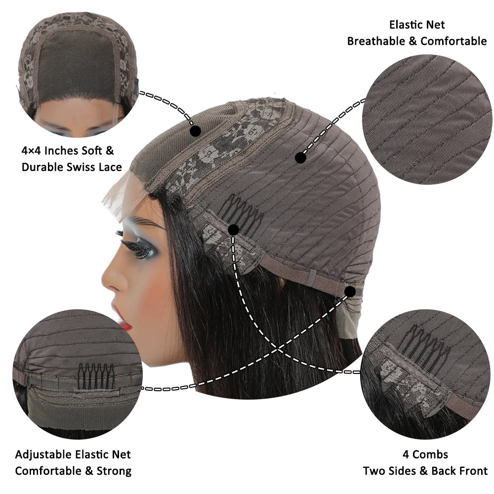 DBO MALL Body Wave Wig 4x4 Lace Closure