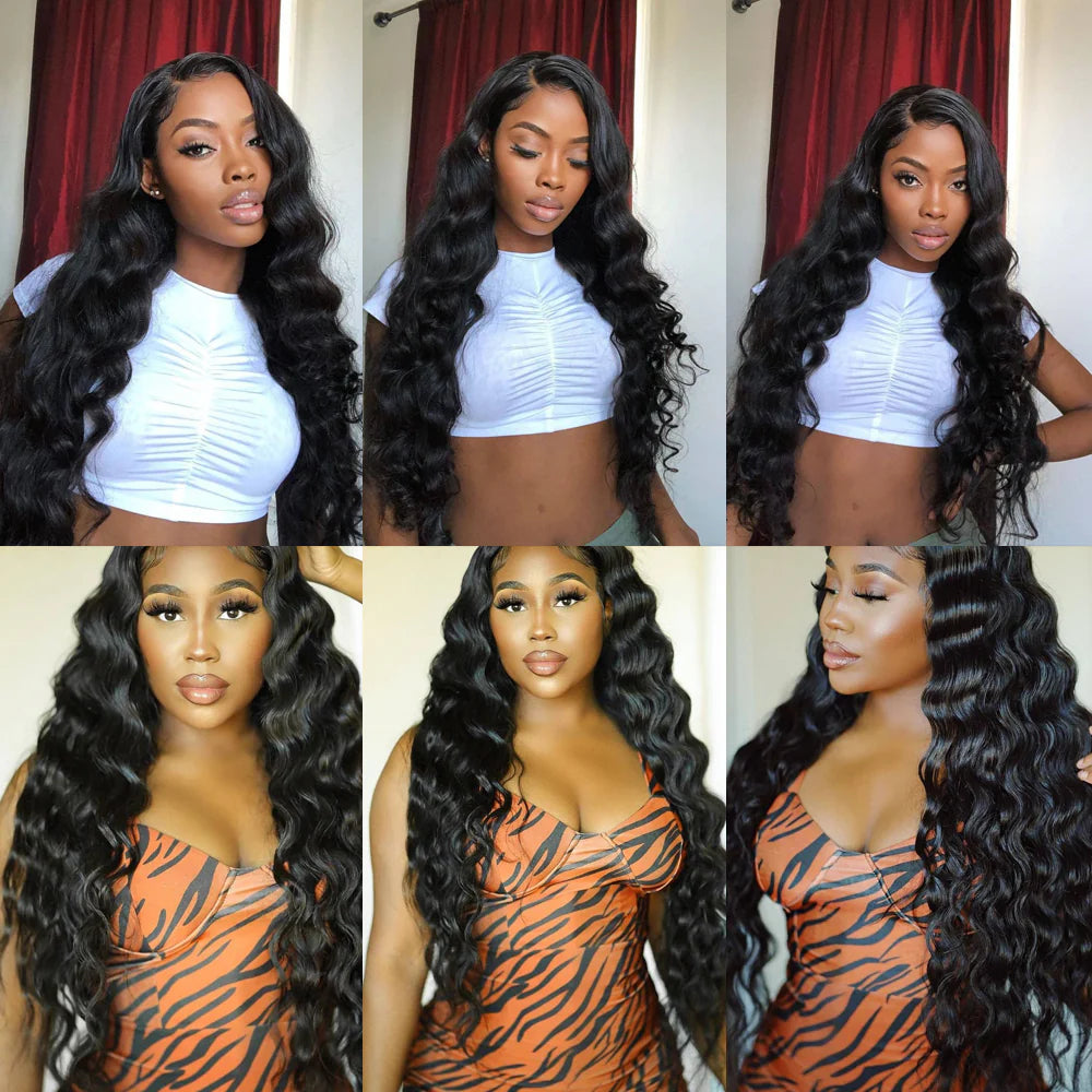 DBO MALL Loose Wave Human Hair Wig with 4x4 Lace Closure
