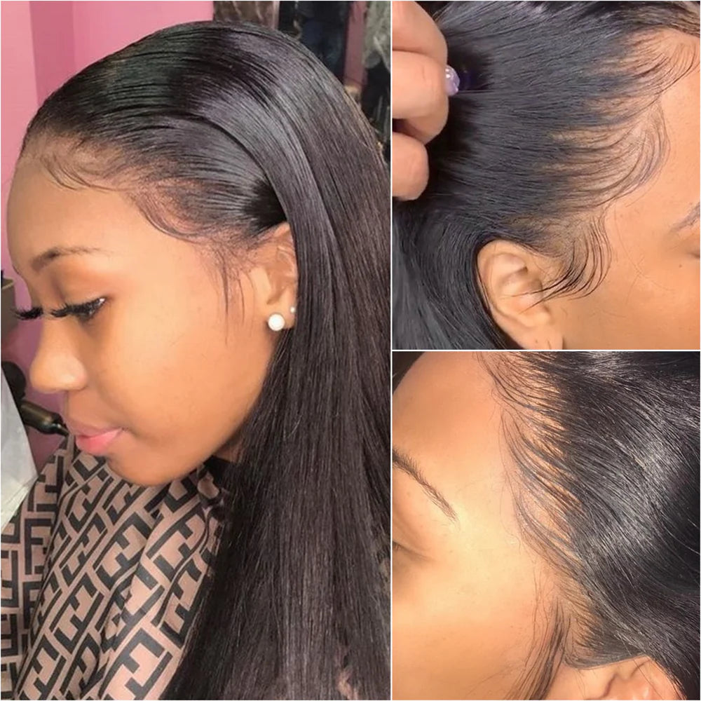DBO MALL Straight Human Hair Wig with 13x4 Lace Frontal.