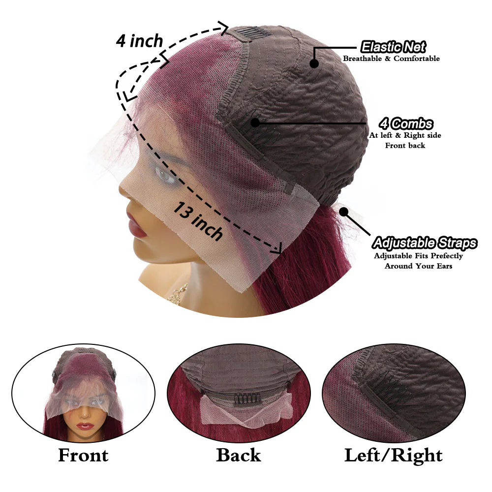 DBO MALL 99J Perücke mit glattem Haar, 13 x 4 Zoll, Lace-Front-Perücke