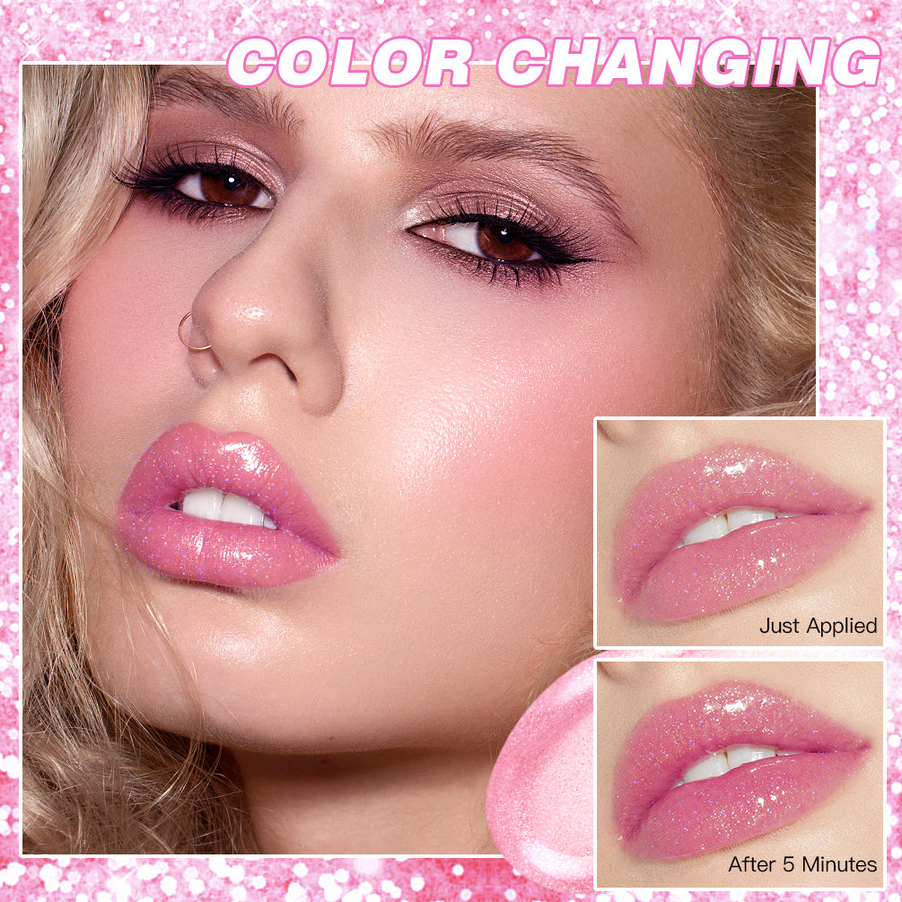 DBO MALL Q2398 3pcs Color Changing Lipstick and Glitter Confetti Balm