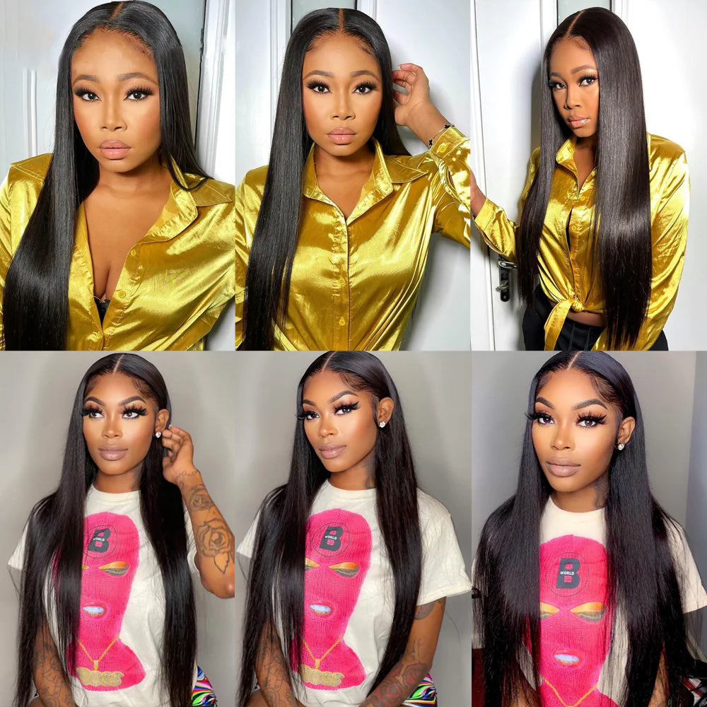 DBO MALL Straight Human Hair Wig with 13x4 Lace Frontal.