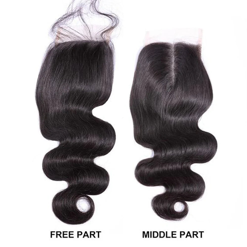 DBO MALL Virgin Body Wave Hair 3 Bündel mit 4x4 Spitzenverschluss