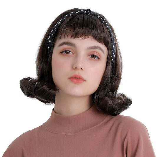 DBO MALL GF-W4631#6 Retro-Perücke, braune Lockenperücke für Damen, für den Alltag, 50er-, 60er- und 70er-Jahre-Kostüm, Cosplay, Party, Beehive-Perücke mit Kappe 