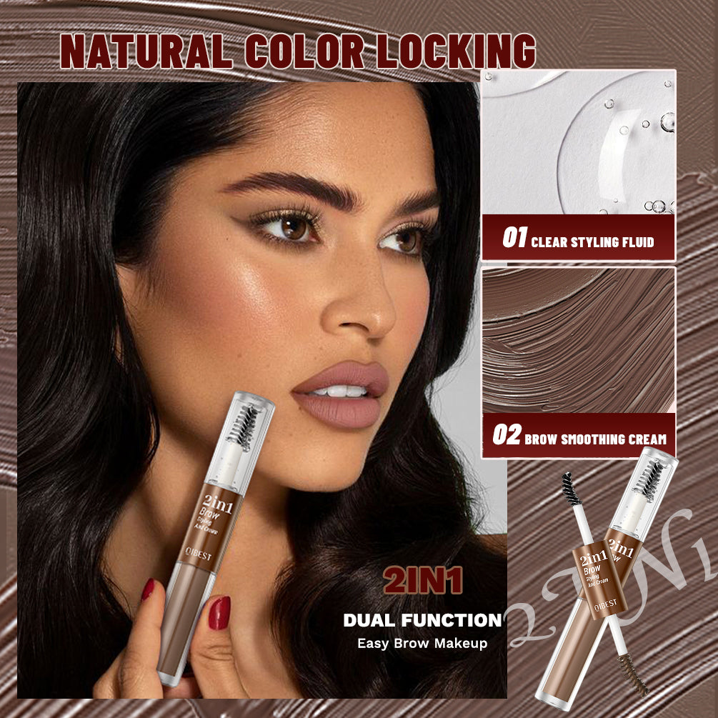 DBO MALL Q2413 2 in 1 2 in 1  Brow Styling & Cream 2-in-1 Waterproof Eyebrow Pen